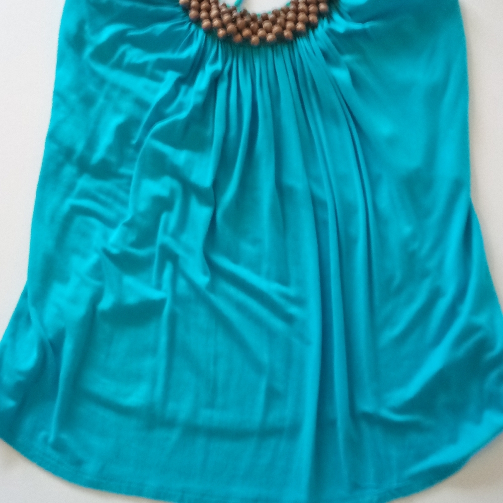 Sweet light blue beaded halter top in size large